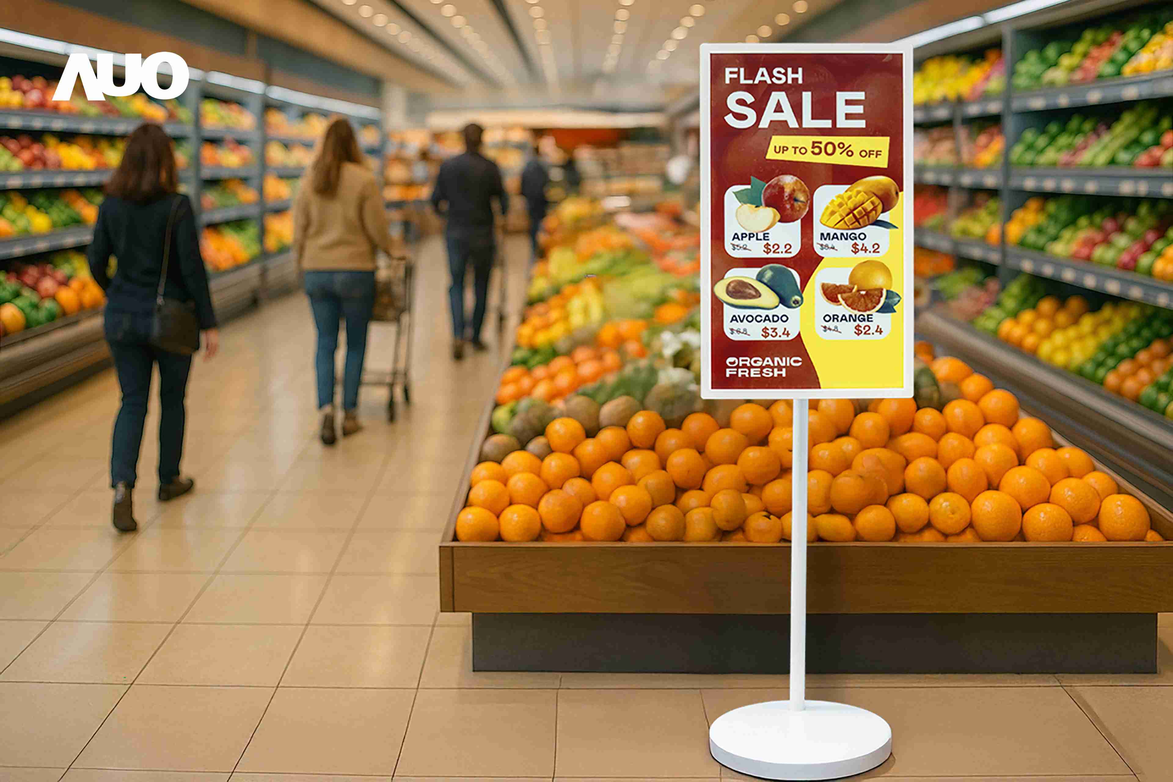 达擎首亮相低功耗、、、全彩的〝aecoPost电子纸解决方案〞，，仅在更新画面时需要微量的电力驱动，，，无需布建电线的便捷设计，，，使其可灵活应用、、、随意置放，，，，并可透过云端或行动装置app，，轻松管理及排程广告内容，，，晋升店头营销利器。。。